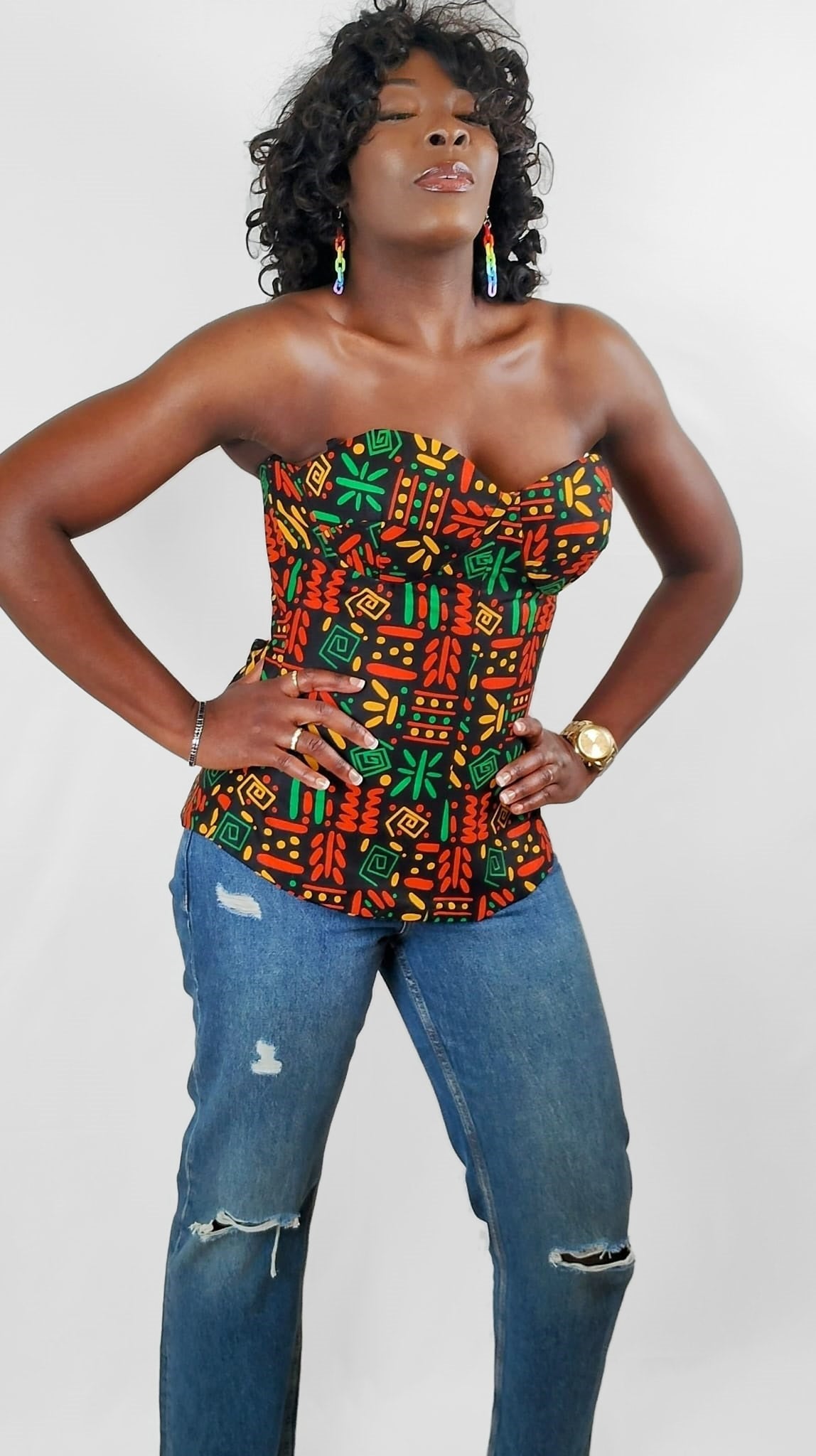 African Print Corset Top Uk Size 8-10