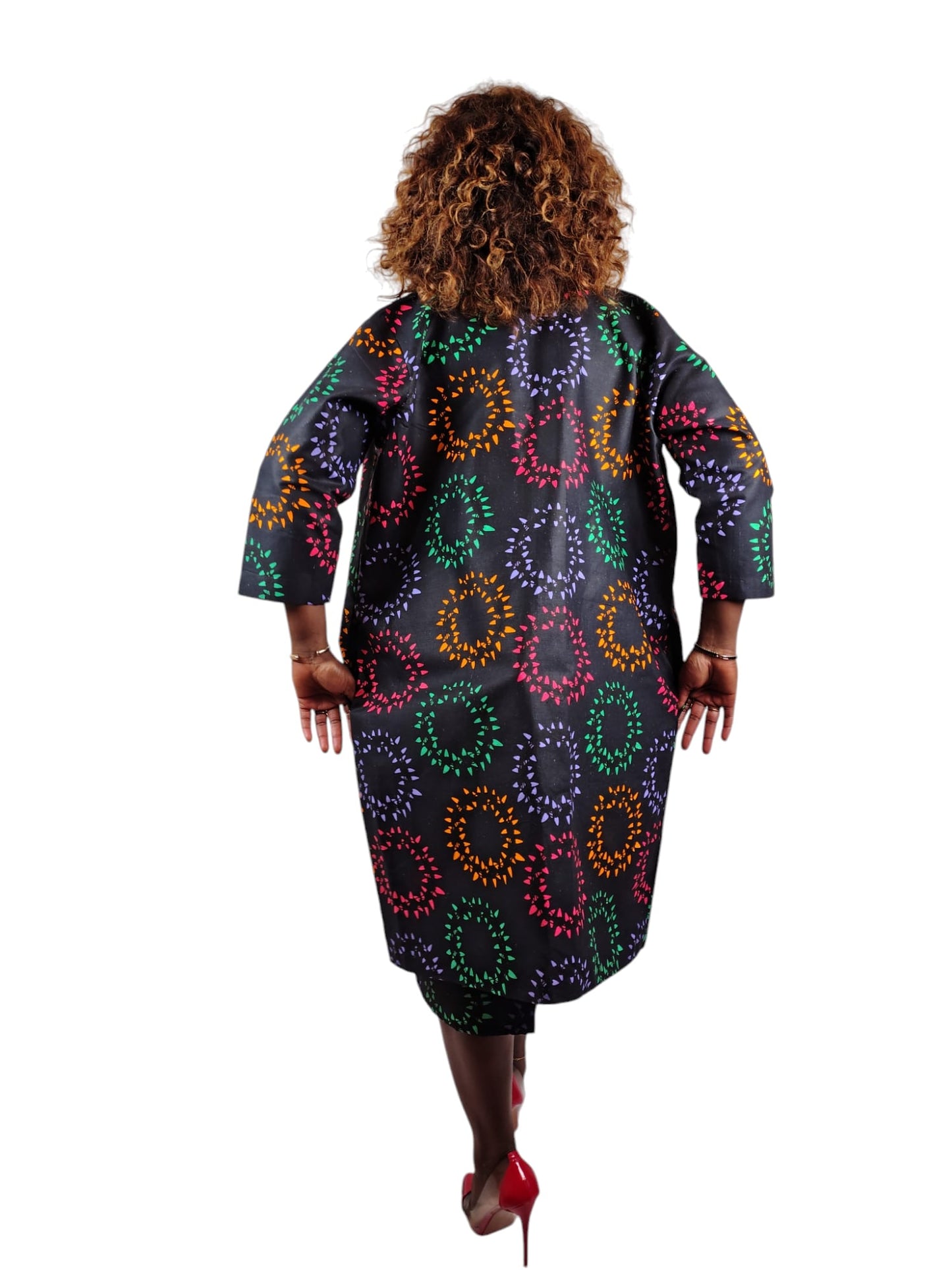 Kimono Style Jacket And High Waisted Fit Skirt African Print Uk Size 10-12-14