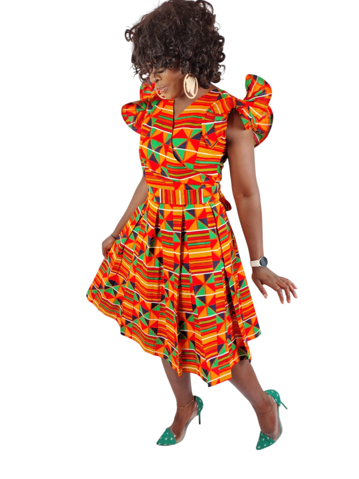 Vibrant Multicolor Wrap Top And Matching Skirt African Print Uk Size 8-10-12