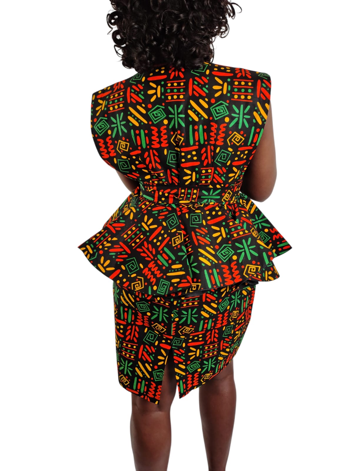 2piece Peplum Wrap Top And Matching Fit Skirt African Print Uk Size 10-12-14