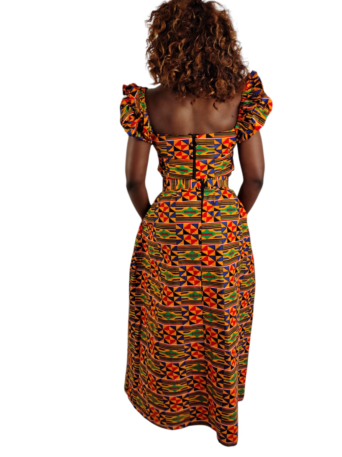 2-Piece Kente Wrap Skirt and Cropped Top African Print Uk Size 8-10-12-14