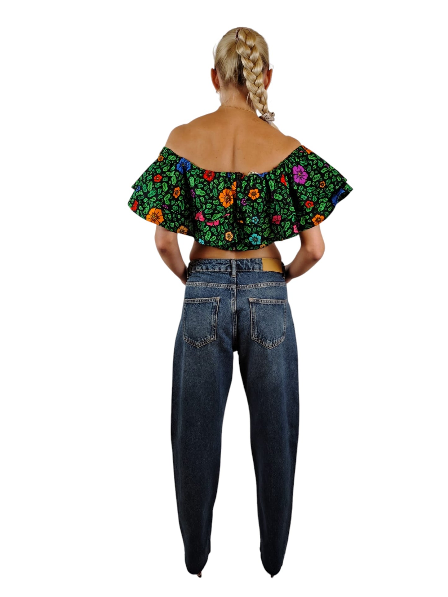 Off Shoulder Floral Cropped Top Uk Size 6 8 10