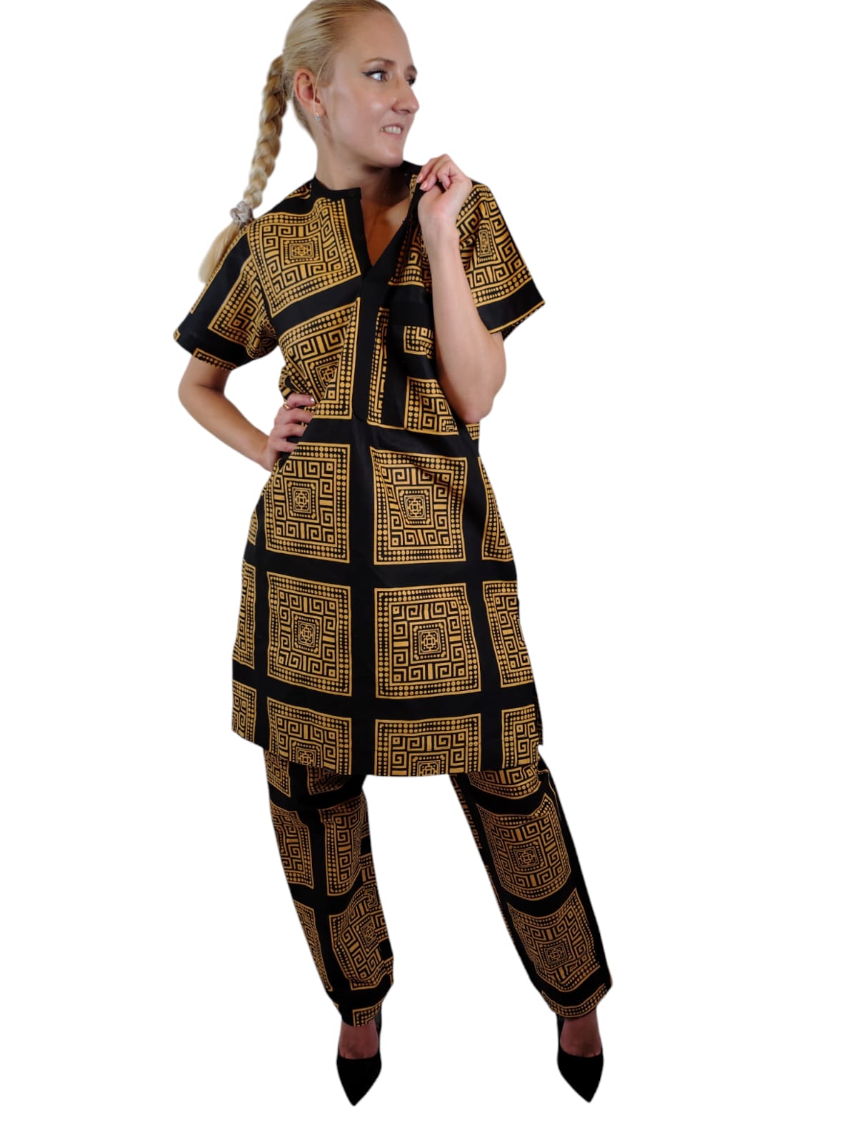 2-Piece African Print Modern Women’s Suit Set-Kaftan Uk Size 10-12