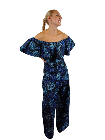 Raffle Off Shoulder jumpsuit African Print Uk size 10-12