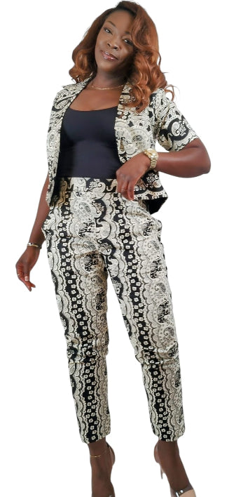 Kente 2-piece Blazer And Matching Ankle Pants African Print Uk Size 8-10-12