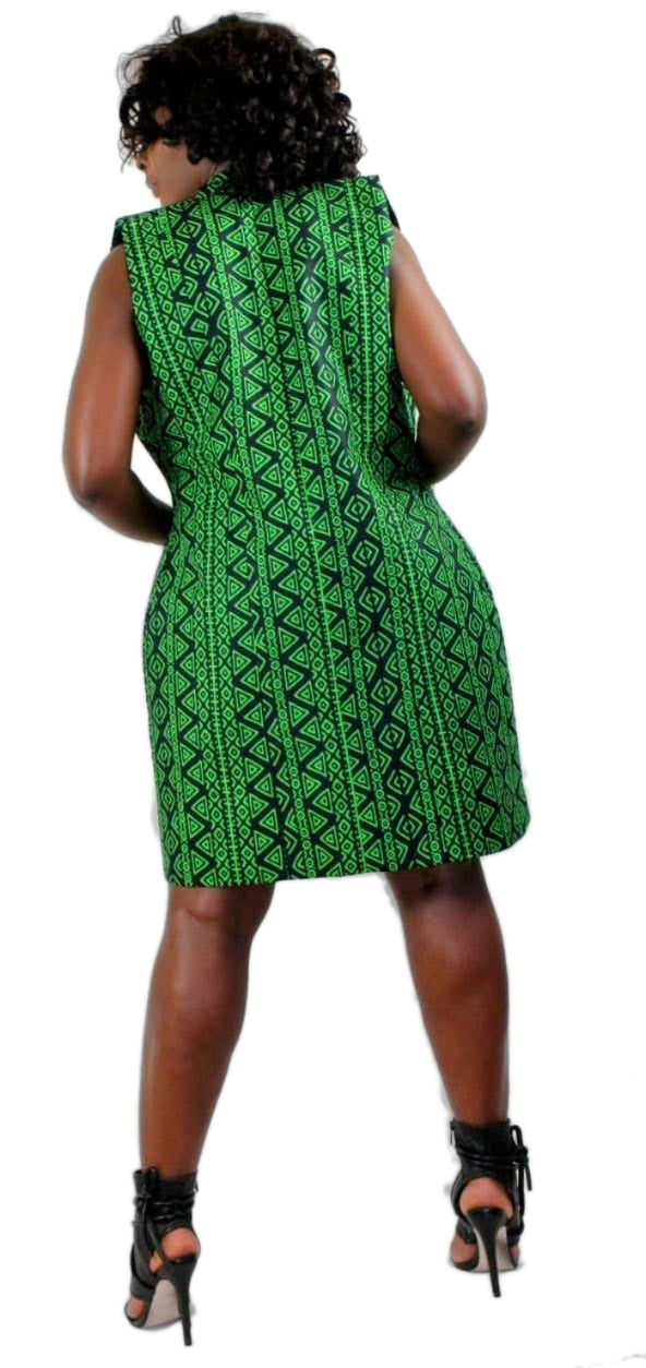2-Piece Set Sleeveless Blazer And Belted Shorts Pants African Print Uk Size 8-10-12