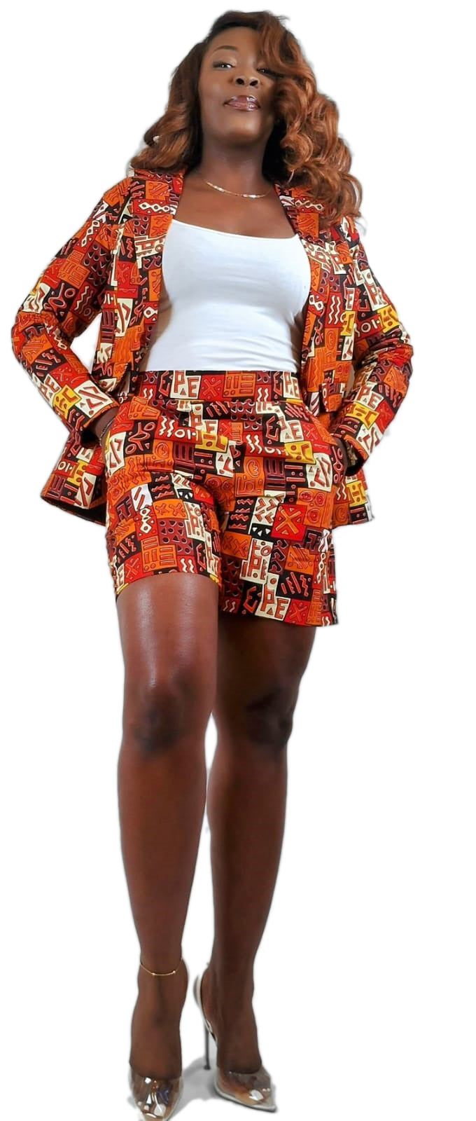 Vibrant Multicolor 2-Piece Blazer Suit And Matching Shorts Pants Uk Size 8-10-12