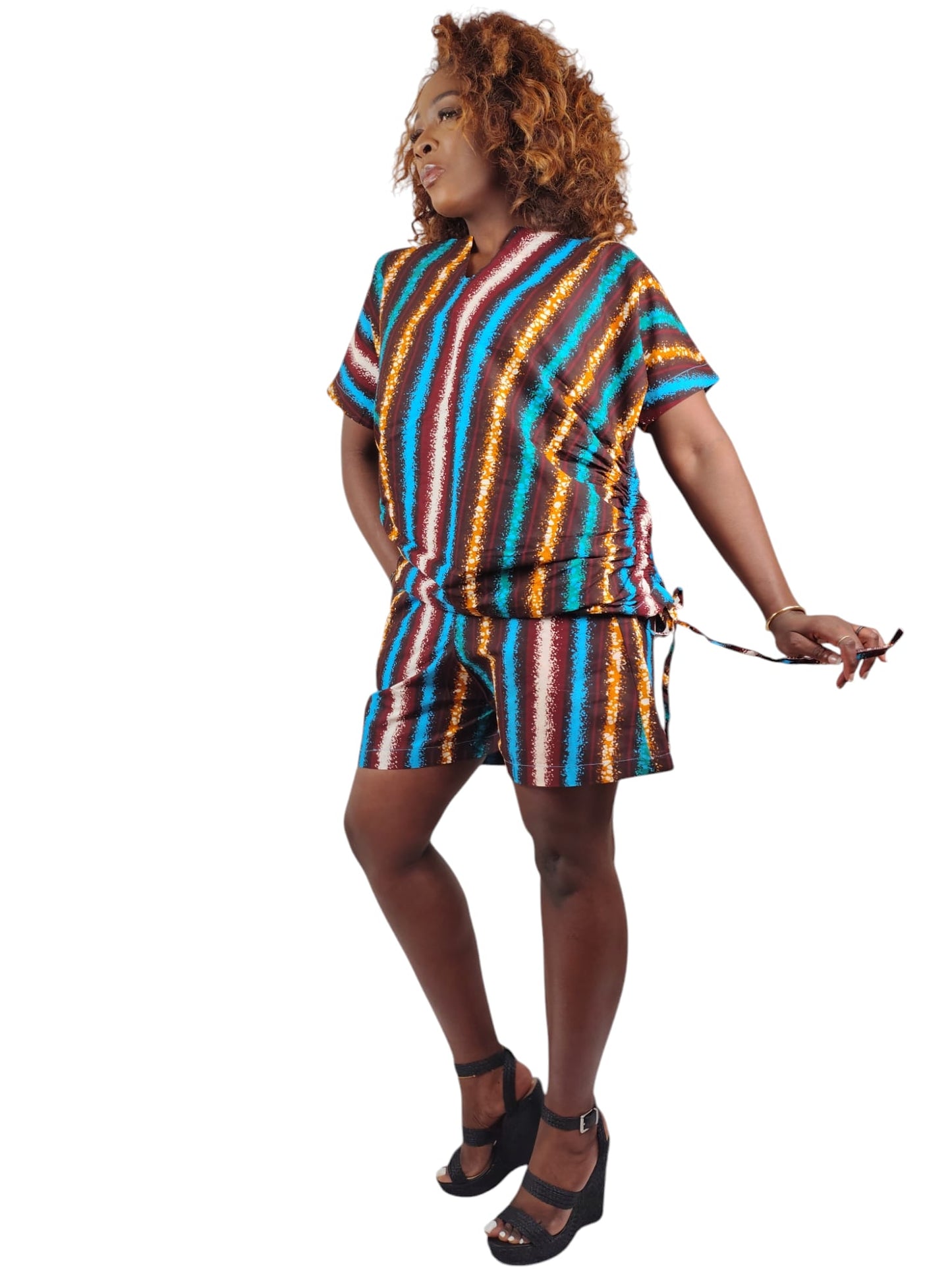 Side Drawstring Knot top And  Matching Short Pants Uk Size 10-12-14