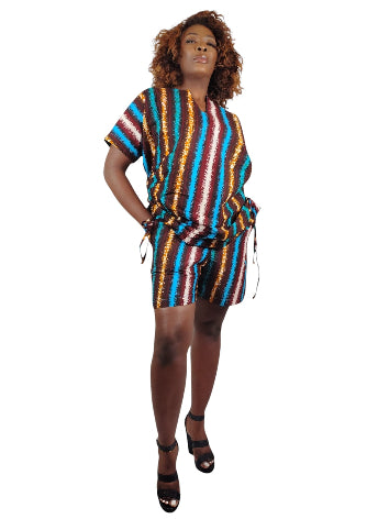 Side Drawstring Knot top And  Matching Short Pants Uk Size 10-12-14