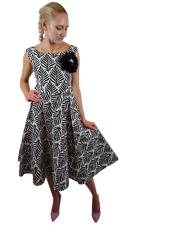 Black And White African Print Floral Bow Midi Dress  UK Size 6-8-10