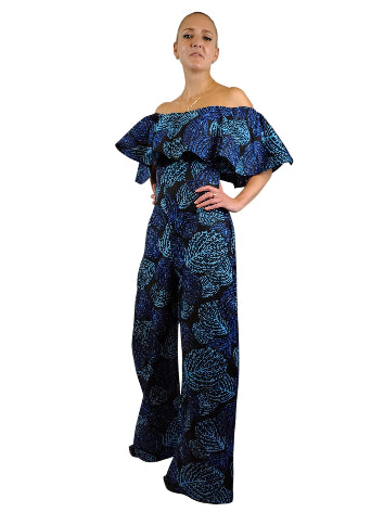 Raffle Off Shoulder jumpsuit African Print Uk size 10-12