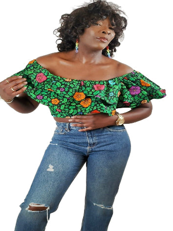 Off Shoulder Floral Cropped Top Uk Size 6 8 10